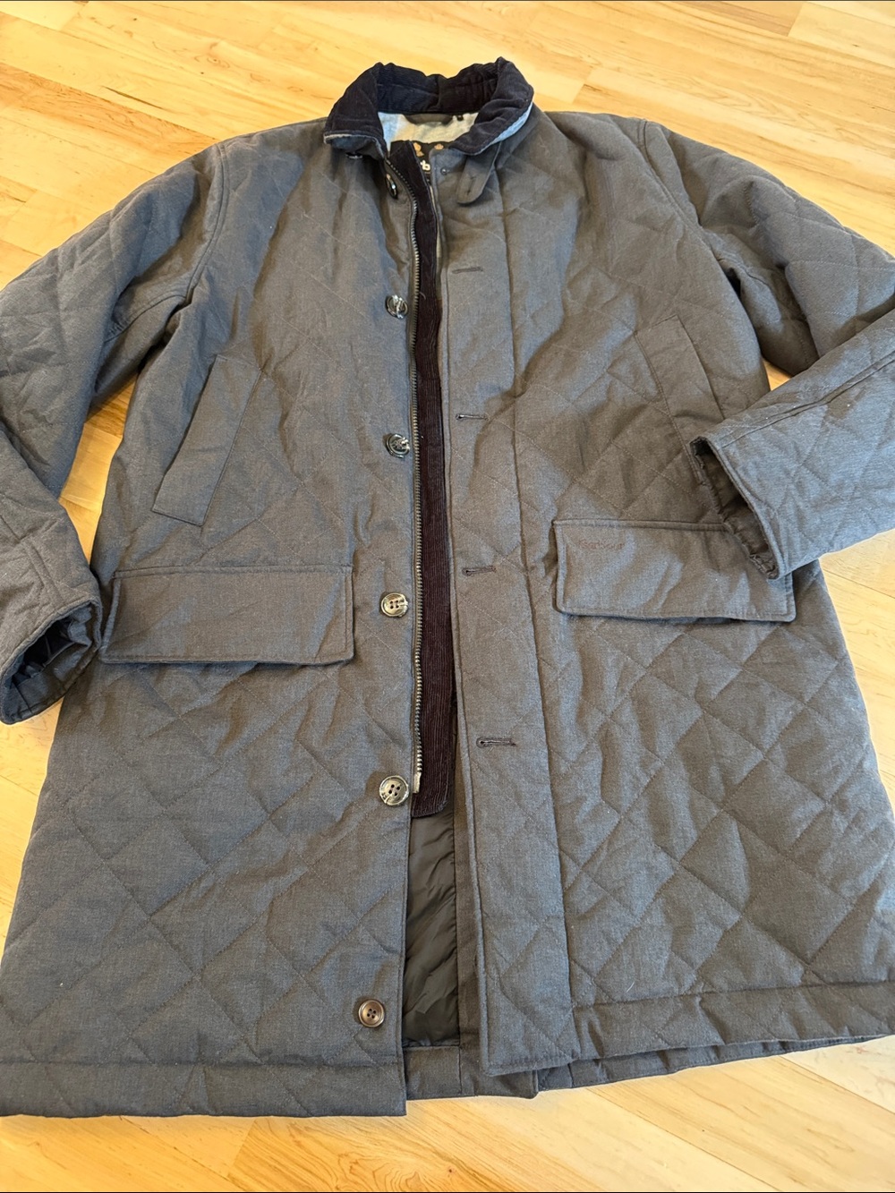 Barbour Microfibre Polarquilt Jacket Coat Charcoal Gray Mens-L
